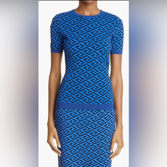 VERSACE NWT La Greca Print Midi Skirt and Top Set - Picture 4 of 15